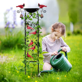 Cardinal Bird Garden Trellis with Wind Chime, Outdoor Yard Decor