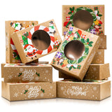 Joyousa Christmas Cookie Boxes for Gift Giving - 12 Pack Kraft Bakery Boxes