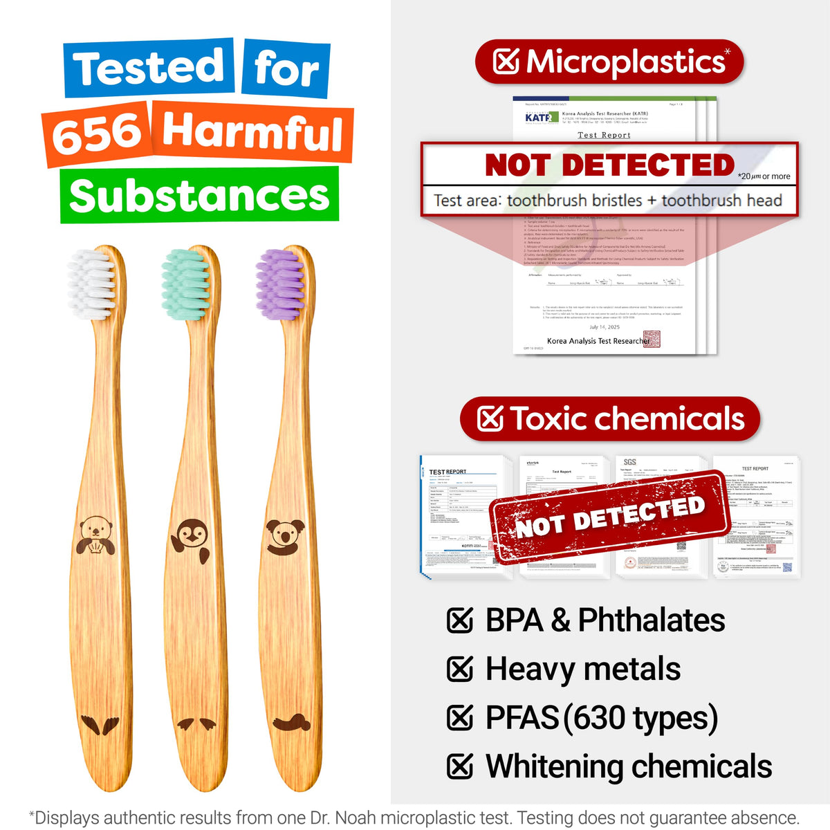 Dr. Noah Microplastic-Free Bamboo Baby Toothbrush, Dentist Designed, 4 Pack