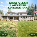 Housolution 32"x10" Lawn Leveling Rake with Serrated Edge & Smooth Plate