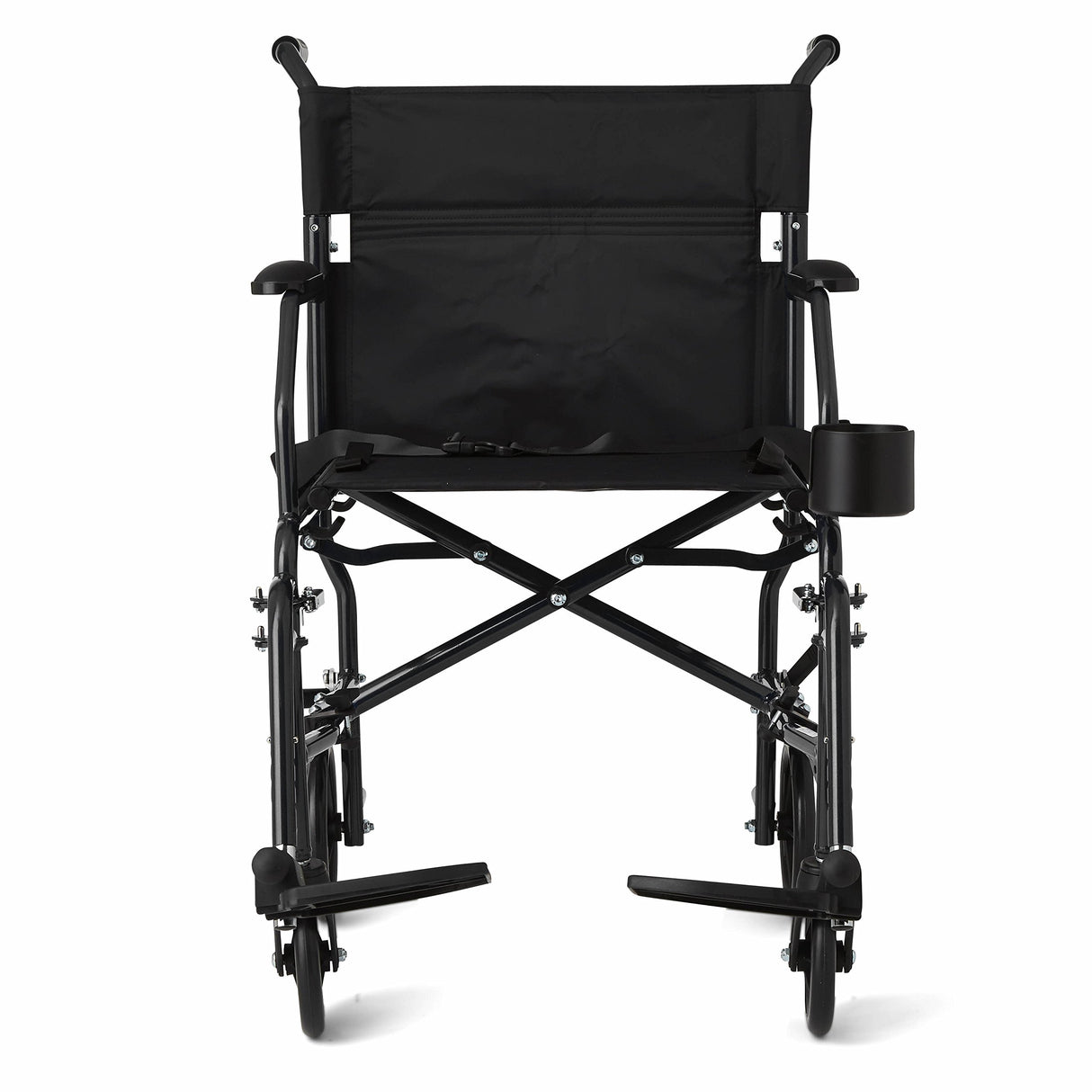 Medline Ultra Lightweight Transport Wheelchair for Adults, Foldable, 19-Inch Seat Width, Black Frame, Black Upholstery