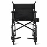 Medline Ultra Lightweight Transport Wheelchair for Adults, Foldable, 19-Inch Seat Width, Black Frame, Black Upholstery