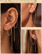 ORAZIO 6 Pairs Stainless Steel Chain Tassel Earrings for Women, Gold