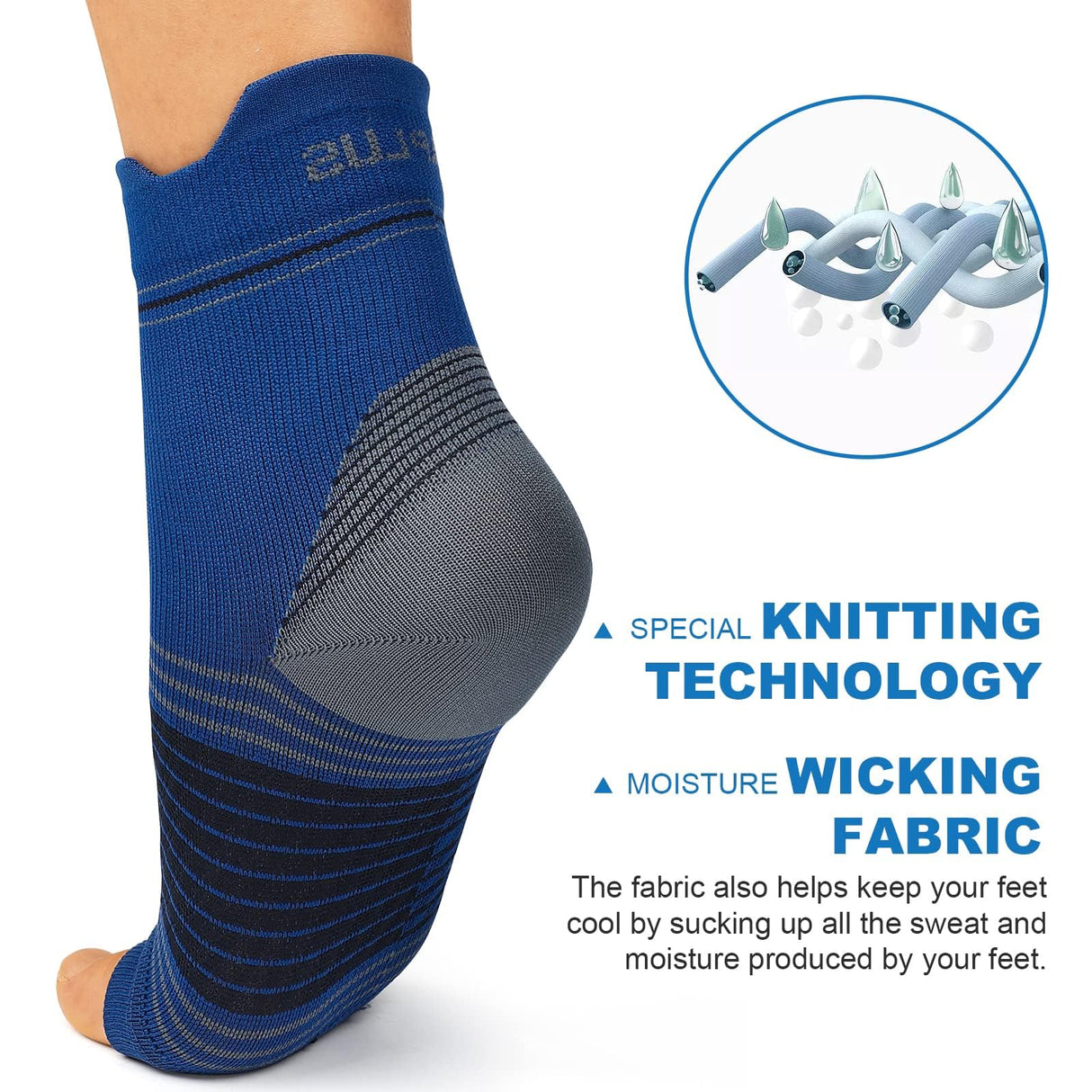 Plantar Fasciitis Sock (6 Pairs) for Men and Women, Compression Foot Sleeves with Arch and Ankle Support (Black, Nude, Navy, Large)