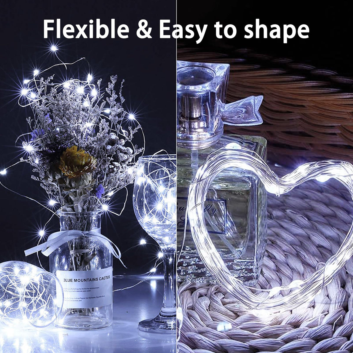 4 Pack White Fairy Lights Battery Operated with Remote, Waterproof 20FT 60LED Cuttable Twinkle Lights with Timer Indoor Outdoor, String Light for Bedroom, Classroom, Wedding, DIY, Christmas Décor