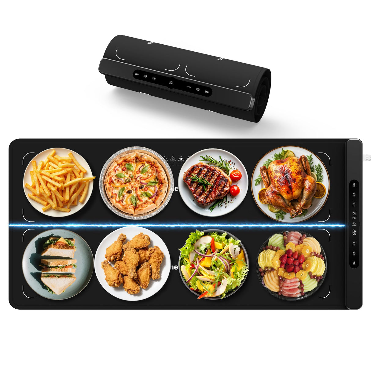 Newise Graphene Warming Mat for Food, Dual-Zone Heating XXL 36”x17”, Food Warmer for Parties Buffets with 6 Temperature & Timer, Child Lock, Daily Use, Gift for Family, Mom, Black