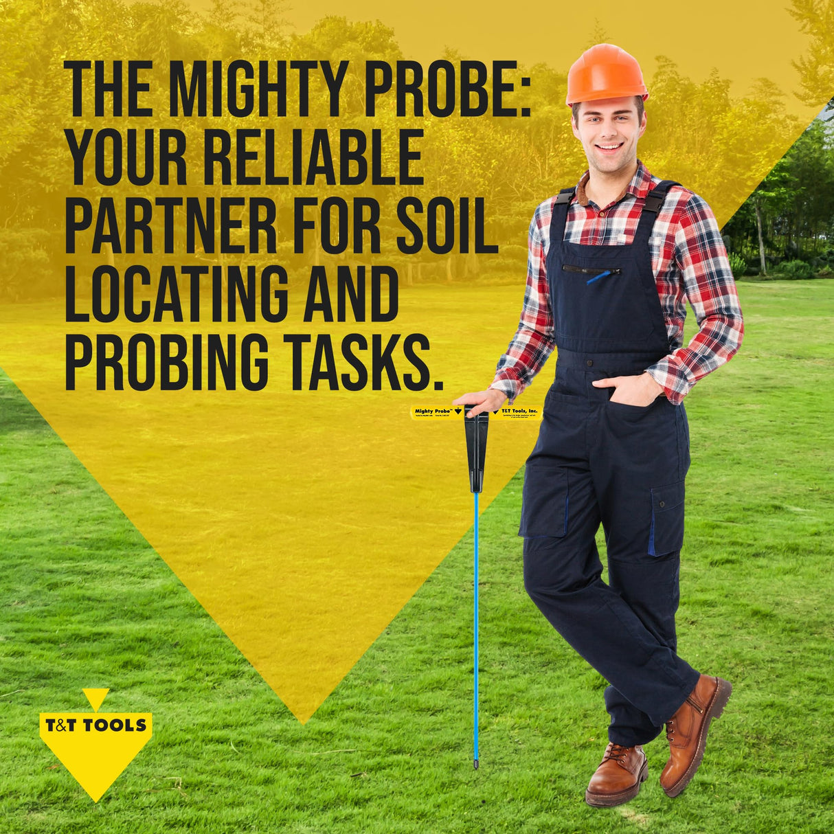T&T Tools 48-Inch Mighty Probe Metal Soil Probe – 3/8" Hex Rod - 1 Pack