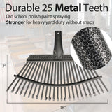 Leaf Rake, 30-61 inch Garden Rakes for Leaves Heavy Duty Long Handle, 25 Tines 18" Wide Metal Thatch Lawn Gravel Shrub Yard Landscape Rake for Leaves and Grass
