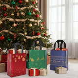 STYPOP 32 Pack 10" Christmas Gift Bags Medium Size with Tissue Paper, Reusable Non-Woven Christmas Tote Bags with Handles, Perfect for Holiday Gift Wrap/Party Favor Supplies, 10.2" × 8.3" × 4"