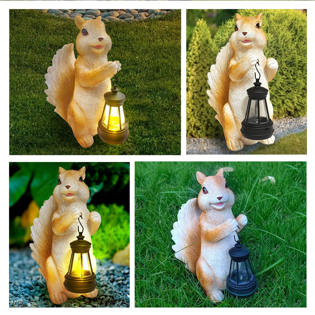 HDOOMN Solar Garden Statues Squirrel Decor - Resin Outdoor/Indoor Squirrel Sculpture Garden Lights Statue Decoration for Patio Home Yard Lawn, Unique Garden Figurine Lights Gift for Mom Grandma