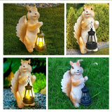 HDOOMN Solar Garden Statues Squirrel Decor - Resin Outdoor/Indoor Squirrel Sculpture Garden Lights Statue Decoration for Patio Home Yard Lawn, Unique Garden Figurine Lights Gift for Mom Grandma