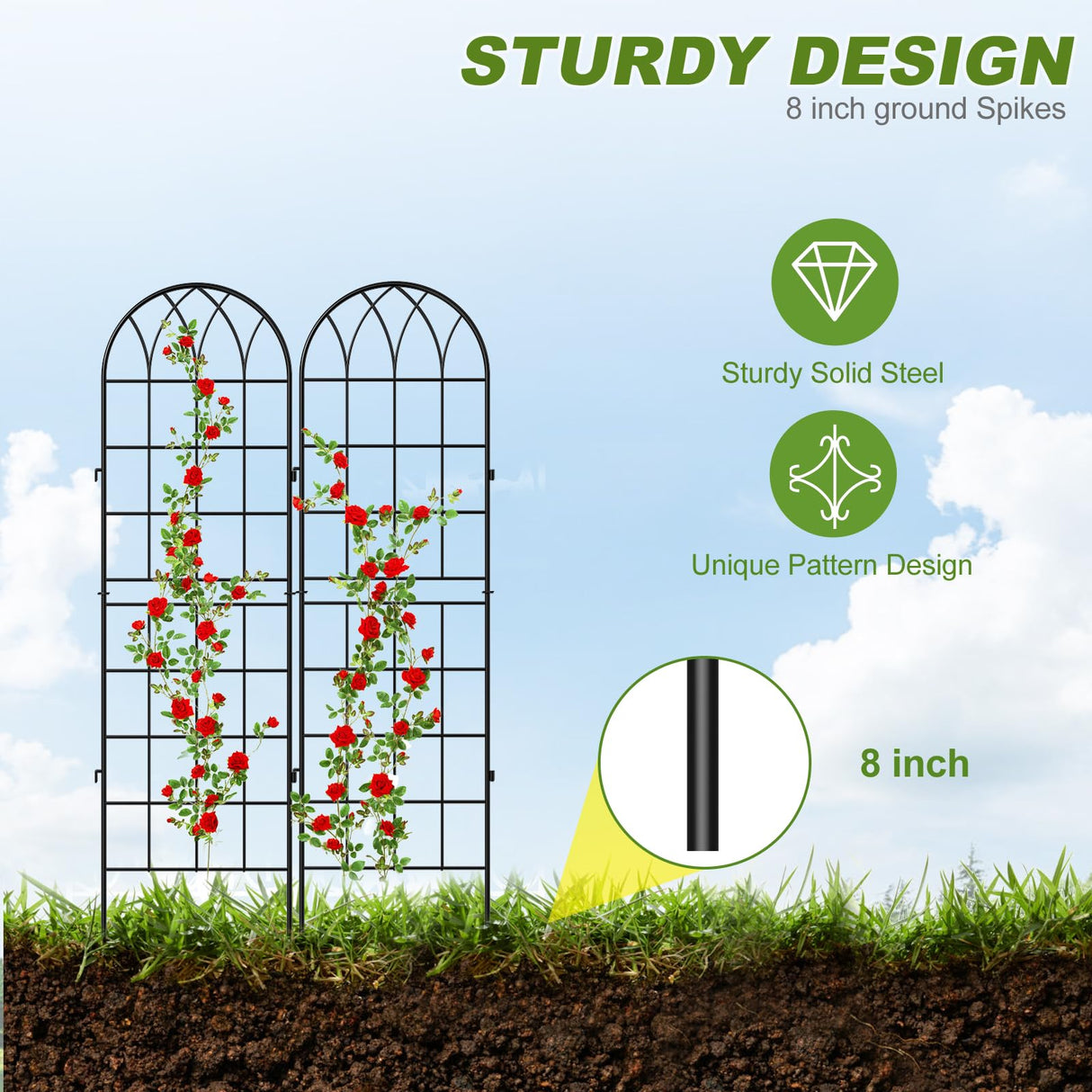 DoCred 4 Pack Garden Trellis for Climbing Plants, 59 Inch Metal Trellis