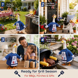 Pextian BBQ Porch Goose Outfits, 23 Inch Porch Goose Summer Outfit, Funny Duck Clothes with Straw Hat, Apron & Spatula -Goose Clothes for Cement Goose Outdoor Garden Yard Decor