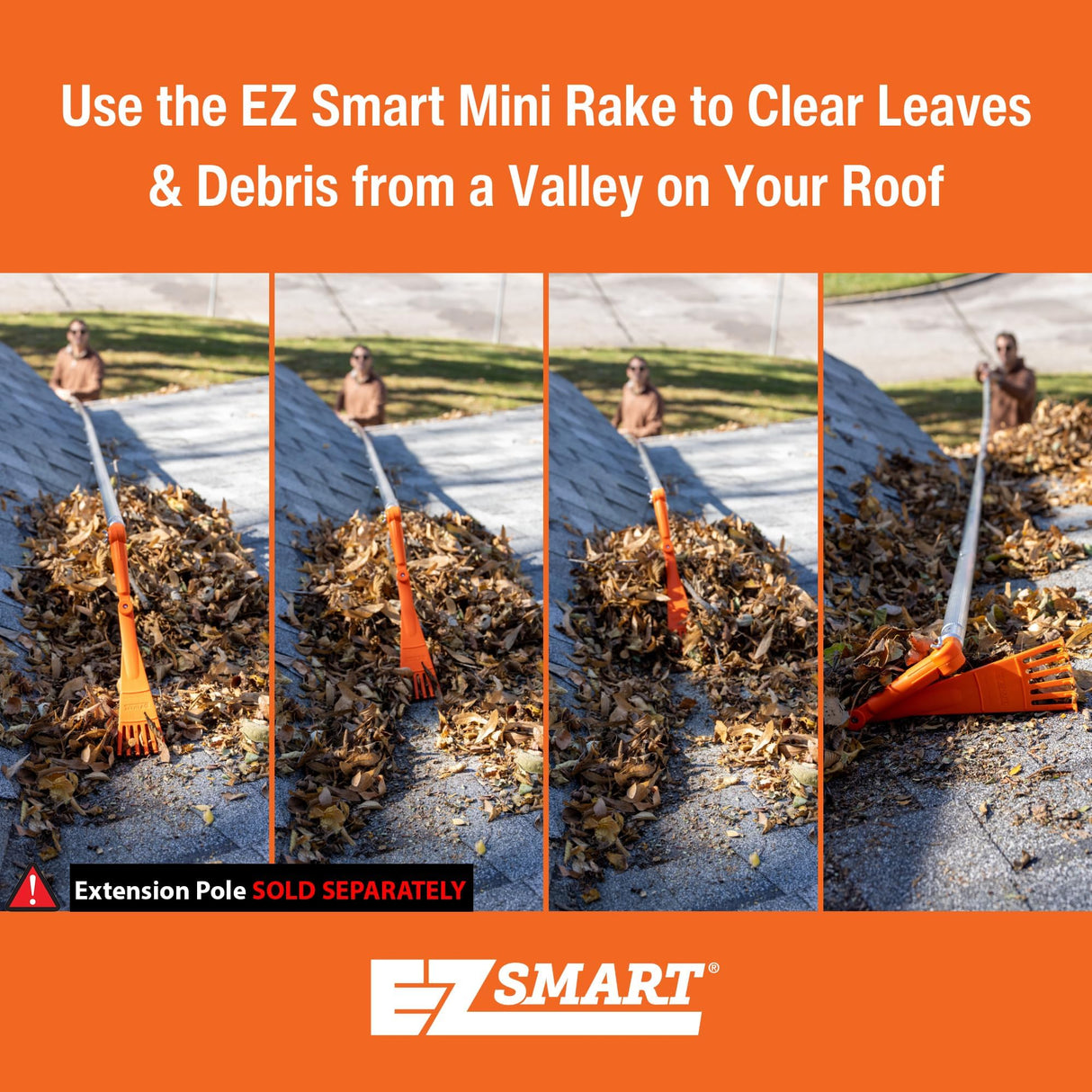 EZ Smart Mini Gutter Rake - Tool Only - Clean Gutters Without a Ladder