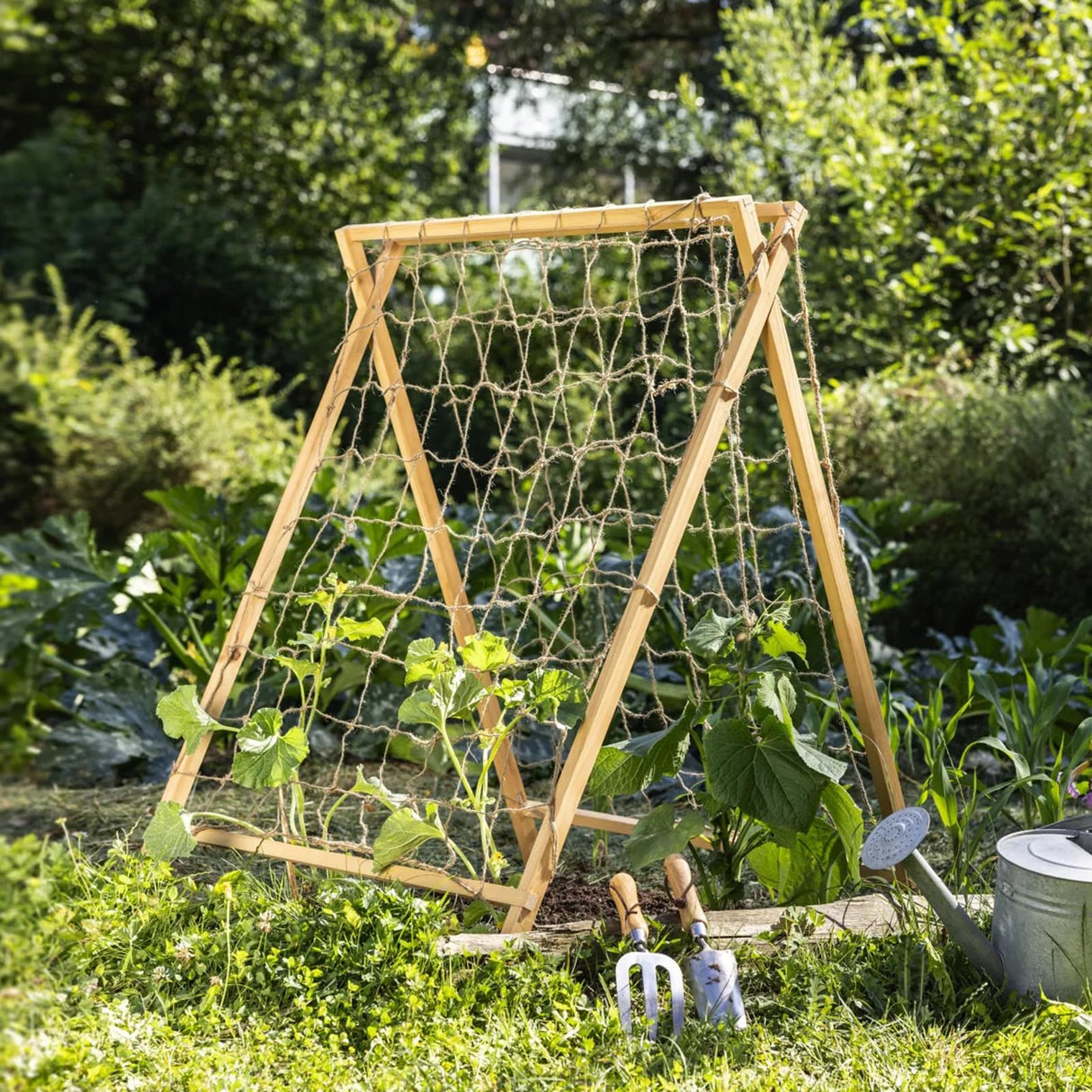 Jute Trellis Netting for Climbing Plants, Heavy Duty Jute Plant Support Net Natural Jute Hemp Rope Net with 5.9 inch Mesh for Climbing Vine Vegetables Cucumber, Tomatoes, Peas (6.5 * 16.5 FT)