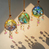 3 Pcs Crystal Suncatchers with 40mm Ice Cracked Ball Window Hanging Pendant
