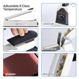R-PACK Impulse Heat Sealer with Cutter, Heavy-Duty Bag Sealing & Cutting Machine, 2 Extra Replacements (White, 16-Inch)