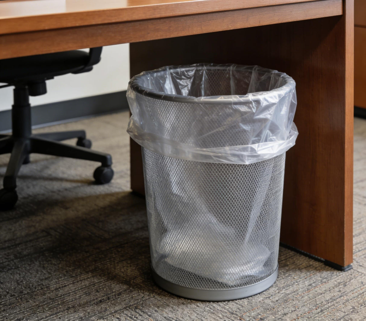 LUTREVA 7-10 Gallon Trash Can Liners, Wholesale 1000 Count, High Density Garbage Bags, 24'' x 24'', Clear, Intended for Office, Business, Paper, Home, Styrofoam Commercial and Industrial