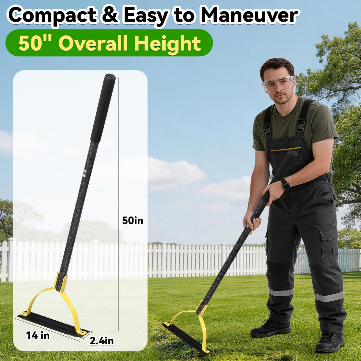 COCONUT 50 Inch Manual Weed Wacker with Double Serrated Blade