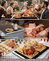 VTAR Electric Food Warming Mat Tray Warmer for Party Buffet Servers, Dual-Zone Heating with Independent Temperature Control, Hot Logic Heating Heater, Full Surface Keep Warm - Black