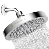SparkPod Shower Head - High Pressure Rain - Premium Quality Luxury Design - Easy Clean Adjustable Replacement for Your Bathroom Shower Heads (Polished Chrome Finish, 6 Inch Round)