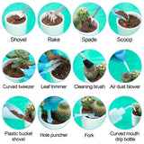 20pcs Small Gardening Tools Gifts for Women Beginners - Garden Hand Tools Set for Indoor Succulent Bonsai Plants Transplanting, Included 39" Plant Repotting Mat/Miniature Shovel/Labels, Blue