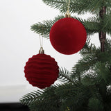 Senjie 3.15inch Burgundy Velvet Christmas Ornaments Balls Flocked Christmas Tree 12PCS Plastic Balls Xmas Hanging Ornaments Decoration Red
