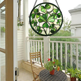 CRISGIF Stained Glass Window Hanging - Ireland Green Lucky Clover Suncatcher for Doors Garden St. Patrick's Day Sun Catchers Decor Mother's Day Birthday for Women Men Mom Nana 6.3 in