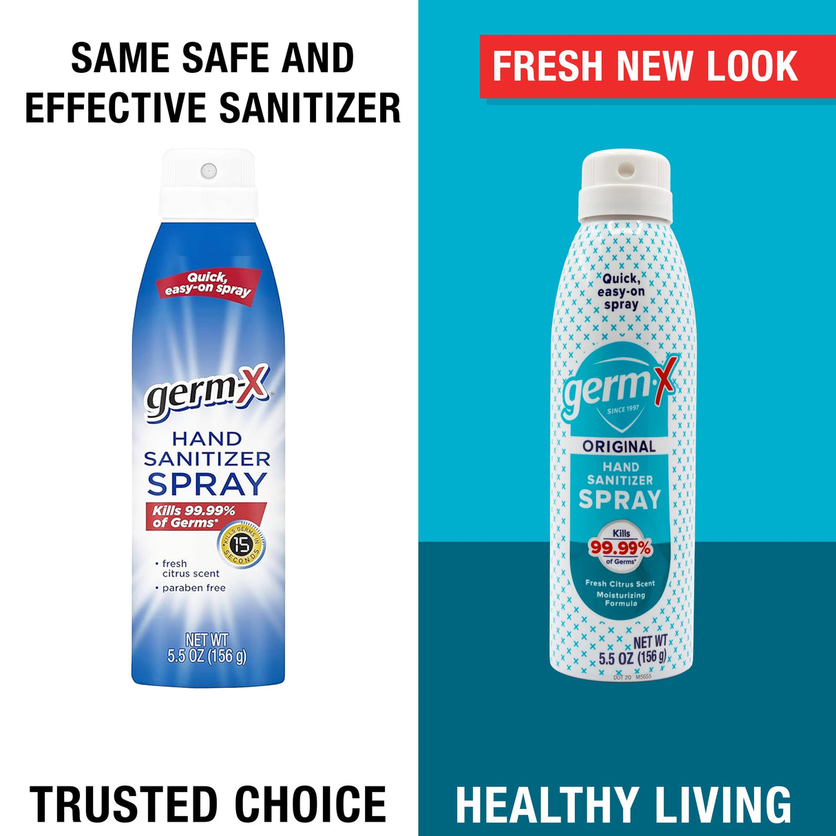 Germ-X Hand Sanitizer Spray, Non-Drying & Moisturizing with Vitamin E, Instant and No Rinse Formula, Fresh Citrus Scent, Back to School Supplies, Paraben Free, 5.5 Oz (Pack of 6)