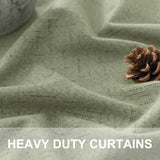 Sage Green Boho Blackout Curtains for Bedroom Window 84 Inch Length 2 Panels Set Linen Textured Thermal Insulated Dark Out Room Darkening Light Sage Curtain Drapes for Living Room 52x84 Long Christmas