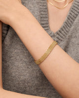 PAVOI 14K Yellow Gold Plated Chunky Chain Adjustable Bracelet for Women | Stainless Steel Lightweight Weave Link Chain Bracelet | 7 Inches + 1.5 Inch Extender