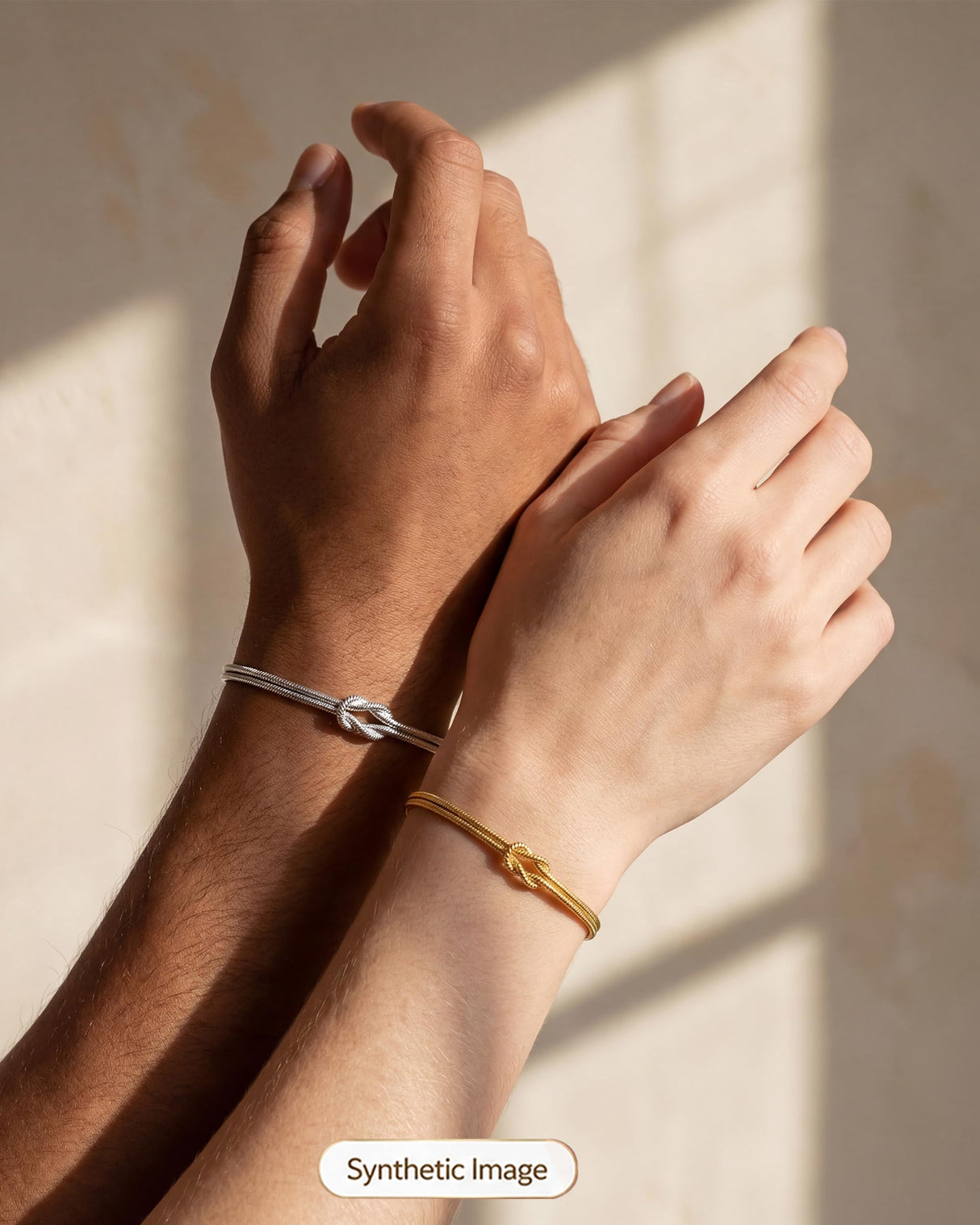 UVGVA Gold Silver Love Knot Bracelet, 18K Gold Plated Bracelets for Women