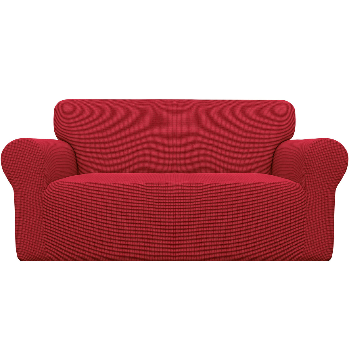 Easy-Going Stretch Loveseat Slipcover 1-Piece Sofa Cover Furniture Protector Couch Soft with Elastic Bottom for Kids Polyester Spandex Jacquard Fabric Small Checks (Loveseat, Christmas Red)