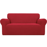 Easy-Going Stretch Loveseat Slipcover 1-Piece Sofa Cover Furniture Protector Couch Soft with Elastic Bottom for Kids Polyester Spandex Jacquard Fabric Small Checks (Loveseat, Christmas Red)