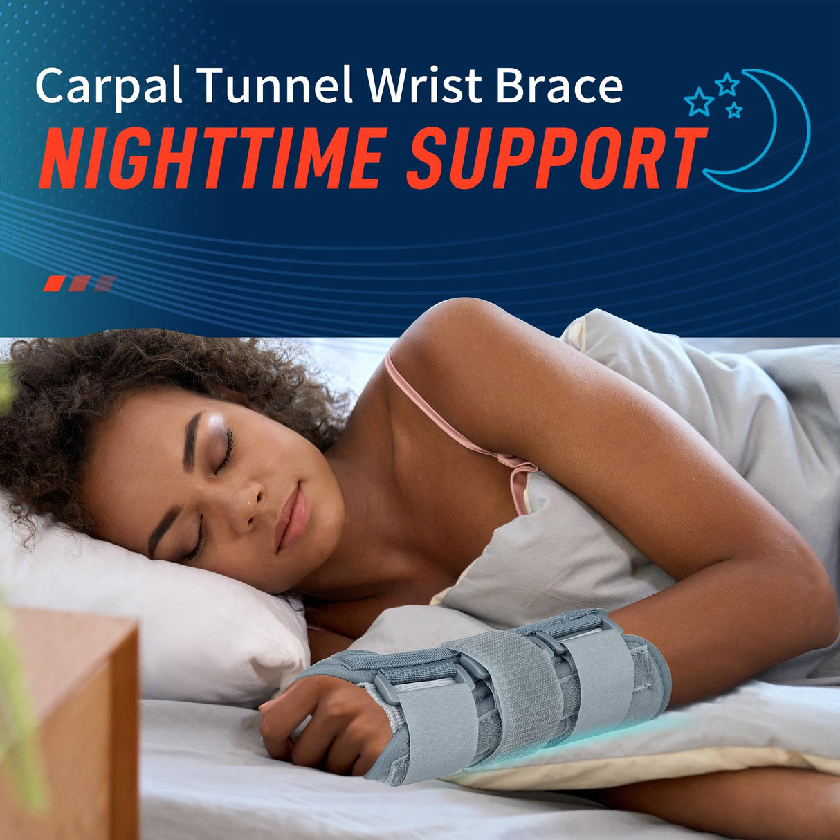 FEATOL Carpal Tunnel Wrist Brace Night Support- Pain Relief Tendonitis, Sprained，Arthritis, Carpal Tunnel Syndrome -Metal Splint Stabilizer With Hand Brace -FOR Sleeping Work Women Men -Left(S/M)