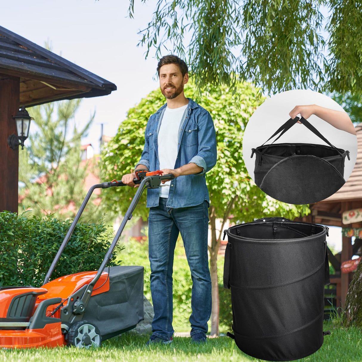 Audoyon Collapsible Camping Trash Can Pop Up Garbage with Lid