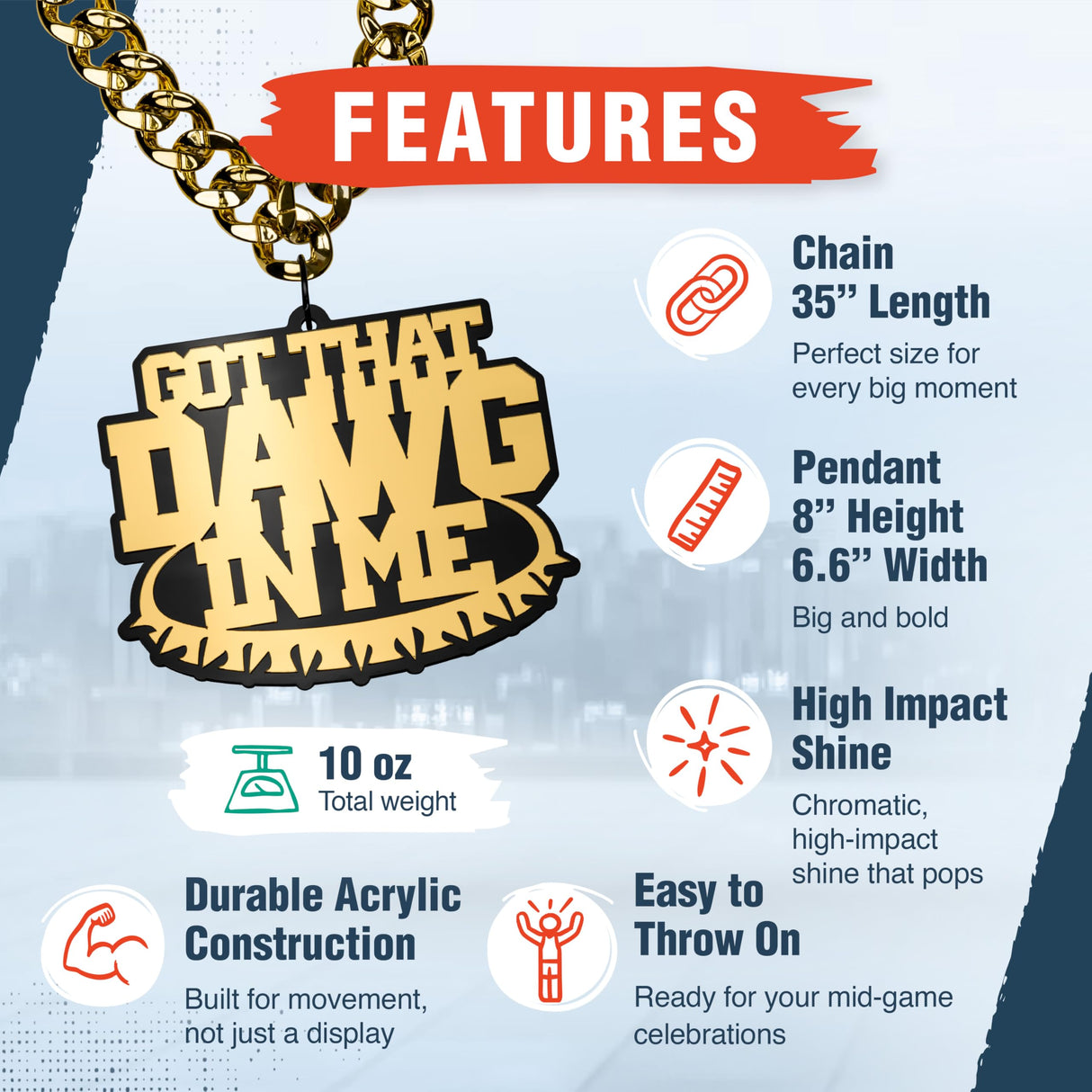 TrophySmack 'Got that Dawg in Me' Turnover Chain - Chrome Gold & Black Acrylic
