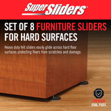 Super Sliders 5-3/4" x 9-1/2" XL Oval Reusable Felt Furniture Sliders for Hard Surfaces, Anti-Slip Protective Furniture Moving Pads for Beds, Sofas, Dressers, Set of 8, Brown