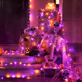 JMEXSUSS 600 LED Halloween String Lights Outdoor, Orange and Purple Halloween Lights Clear Wire, Twinkle String Lights Plug in for Tree Christmas Decorations