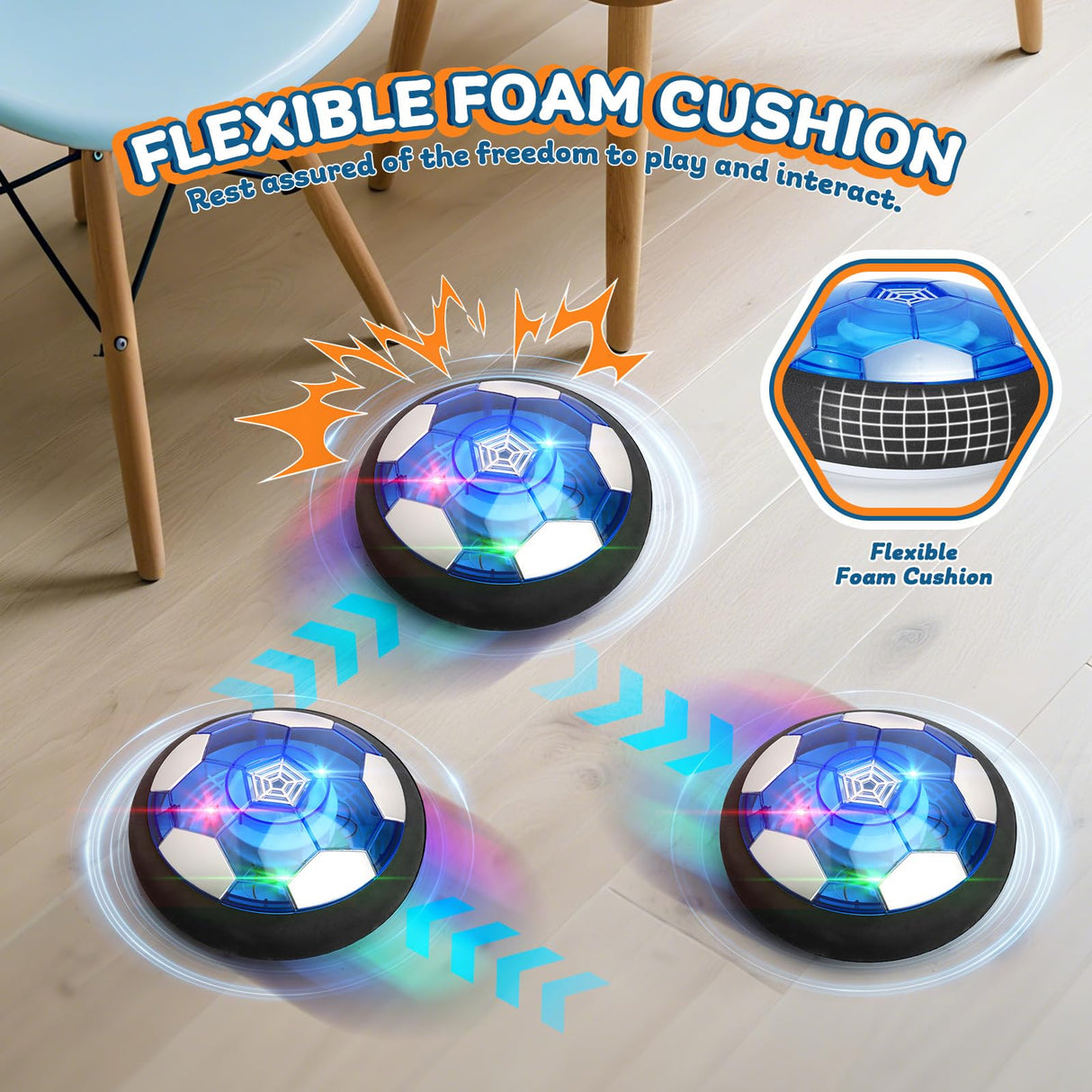 Nazano 3-in-1 Hover Soccer Ball, Kids Toddler Hockey Set with LED Lights,Indoor Outdoor Toys for Kids, Soccer Gift for Boys 6-8 8-12, Birthday,Kids, Boys Girls Age 6, 7, 8, 9, 10, 11, 12