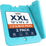 Kona XXL Ice Packs for Coolers– 2 lb Reusable Slim Freezer Pack, Long-Lasting Dry Ice Alternative for Cooler Bags, 13x10 Inch, Fast Freeze (-5°C), 2 Pack