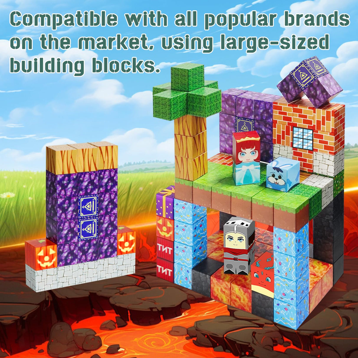 NVDILO Magnetic Blocks - 100pcs Magnetic Building Blocks,1inch Magnetic Cubes Building Blocks Toys for Halloween Christmas Birthday Gift - STEM Sensory Toys for 3+ Years Old Girl Boys