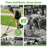 Manual Weeder Tool,6 Tines Garden Weeding Rake with Sharp Blade,55 Inch Long Handle,Heavy Duty Stand Weeding Tool for Weeding Loosening Soil Gathering Leaf Leveling Thatch Rake