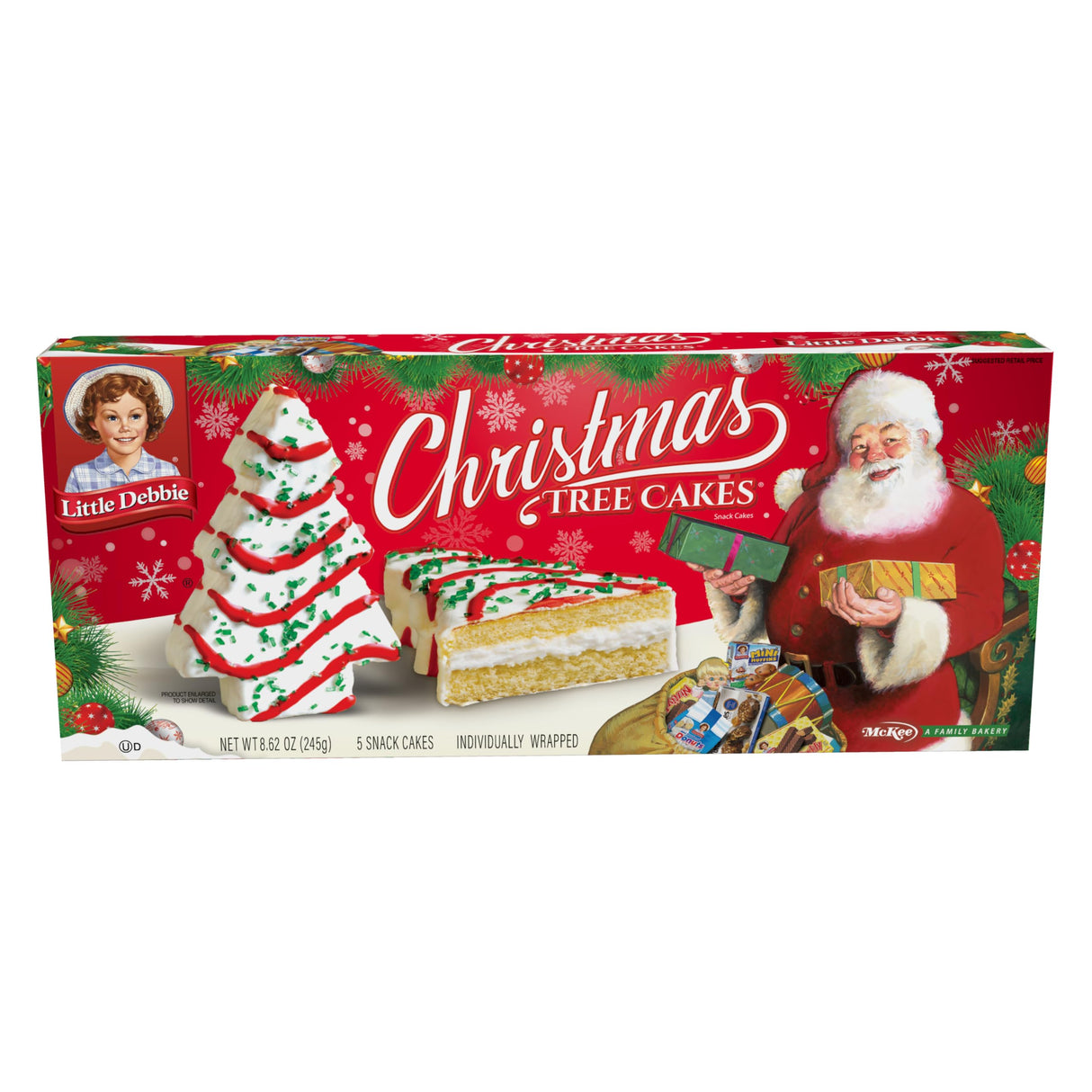 Little Debbie Christmas Tree Cakes, Boxes, 30 Individually Wrapped Snack, Vanilla, 6 Count