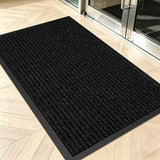 Commercial Floor Mat Non-Slip Waterproof, 60"x36" Front Door Mat for High Traffic Areas, Easy Clean Low Profile Durable Rug, for Entryway, Indoor/Outdoor, Office, Industrial, Garage, Black