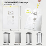 EKO 21 Gallon / 80 Liter Drawstring Trash Bags, Extra-Strong Garbage Bags, Fresh Floral Scent with Continuous Odor Control, 60 Count Easy-Dispense Roll for Kitchen and Household Use, Code G, White