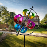 Large Metal Wind Spinner for Garden and Yard – 63 Inch Kinetic Outdoor Sculpture with Dual Direction 360° Spinning Blades – Weather Resistant Moons Yard Art Decor for Patio, Lawn, and Porch