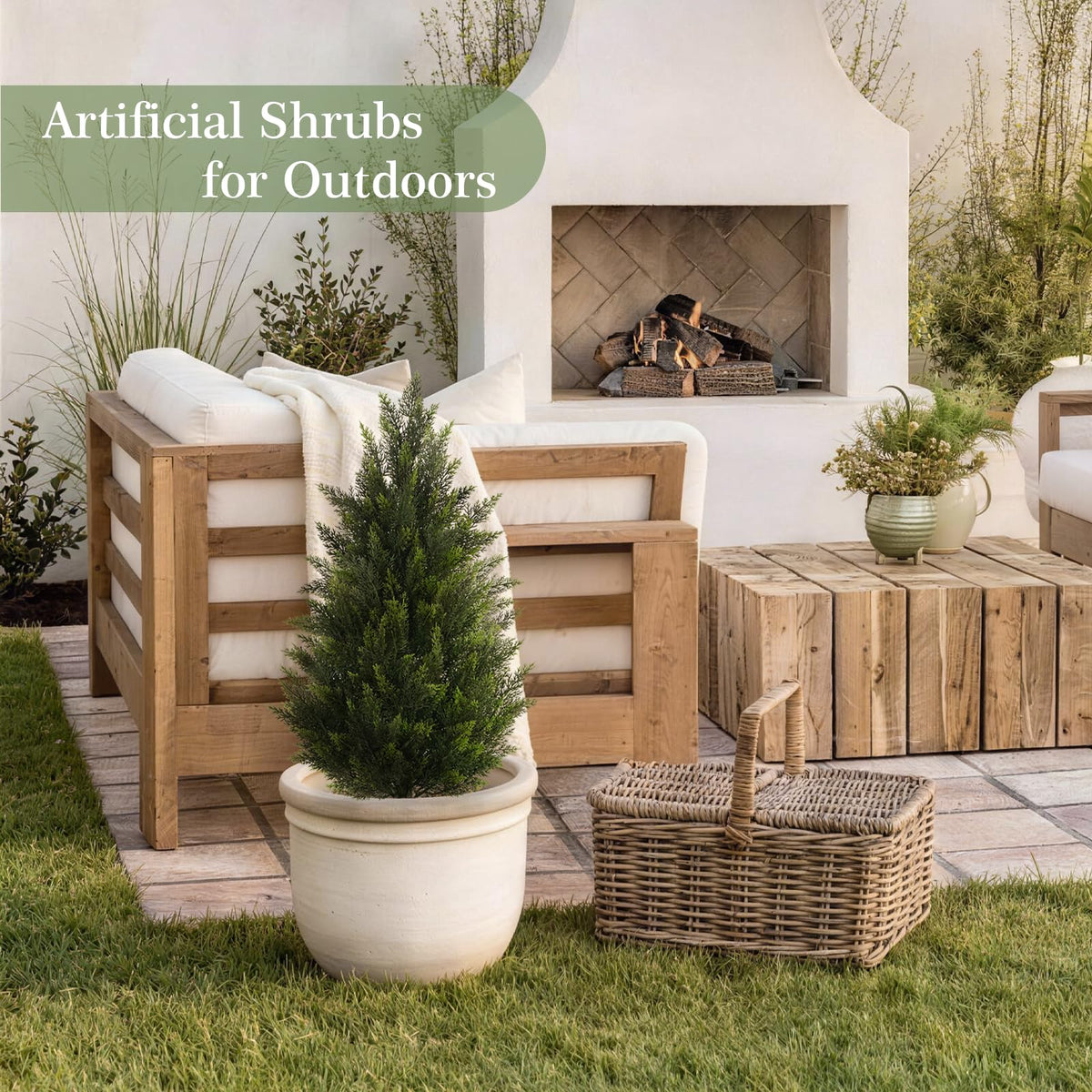 Vitalismo 3FT Artificial Cedar Trees Set of 2 for Outdoor Front Porch