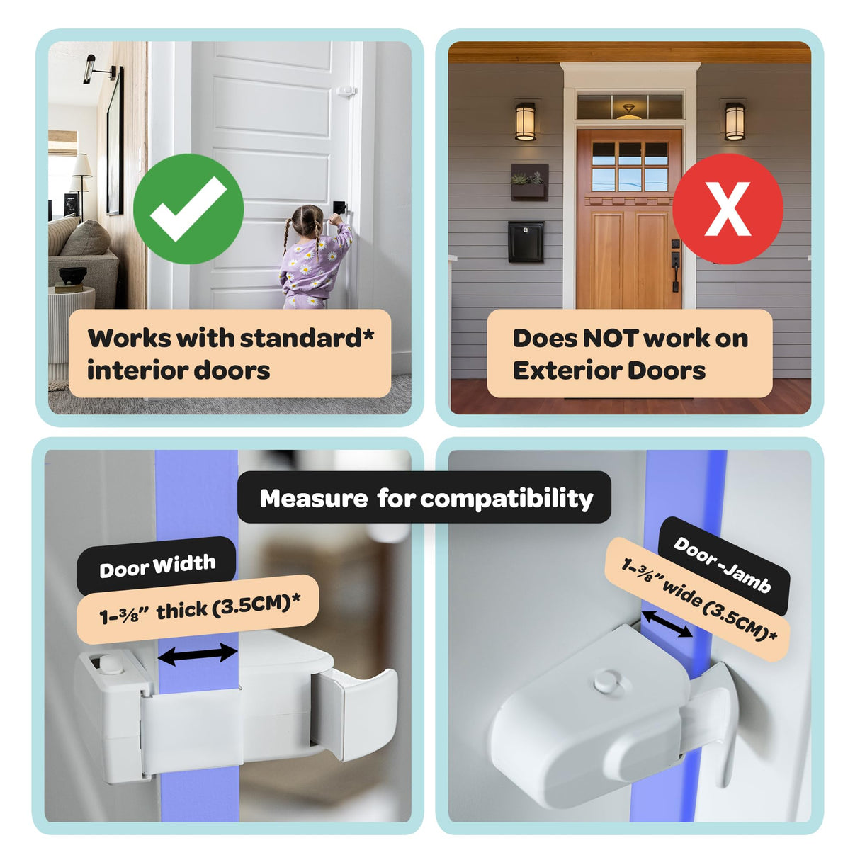 Huglock - The Snap-On Door Lock Kids Can't Reach or Defeat - No Tools or Adhesives Required - Works With Door Knob, Lever or Handle - Childproof Safety Locks are Toddler, Baby and Child Proof (1 Pack)