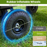 Goplus 880lbs Heavy Duty Garden Cart, Metal Utility Wagon Cart with Removable Oxford Cloth Liner & Mesh Sides, 10" Pneumatic Tires, 180° Rotating Handle for Yard, Lawn